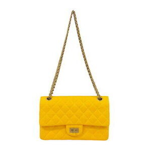 Chanel Matelasse Shoulder Bag Yellow Double Flap Chain